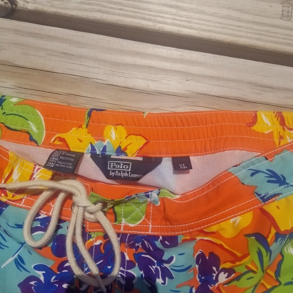 Vintage 90s Polo Ralph Lauren Hawaiian Swim Trunks - Picture 5 of 5